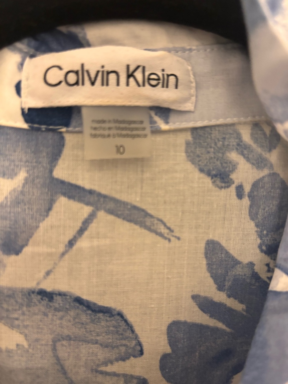 Calvin Klein Blue and White Floral Midi Shirt Dress - Picture 6 of 6